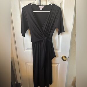 Seraphine Black Wrap Dress with Tie Front and V-Neck
